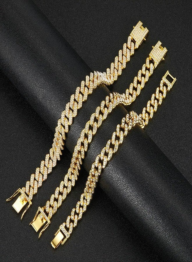 Jacruces 14K Gold Plated Ankle Bracelets for Women Cuban Link Anklets Plus Size Ankle Bracelet Layered Link Anklet Set Rhinestone Bling Anklets Jewelry for Women Gift Set - Image 5